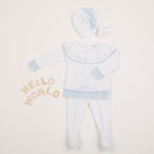 Set de 3 Piezas Español Blanco/Celeste