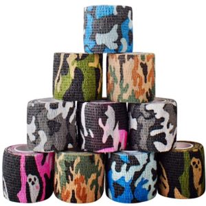 Awinker 10 Rollos Tape Crossfit Banda Venda Cinta Bendaje Adhesiva Deportiva de Caza Rollos Cling Auto Camuflaje