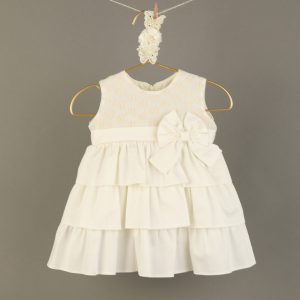 Vestido de Bautizo Luxe Beige con Vuelos